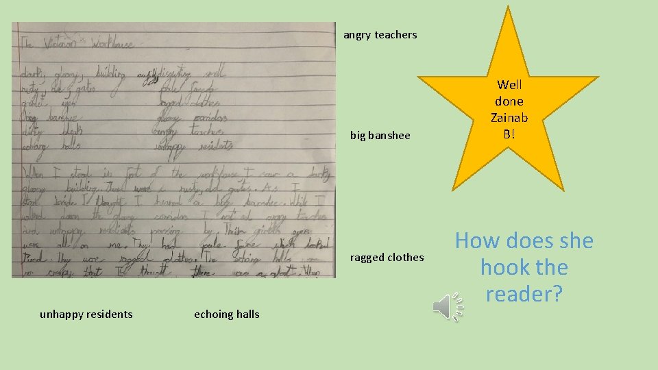 angry teachers big banshee ragged clothes unhappy residents echoing halls Well done Zainab B! angry teachers big banshee ragged clothes unhappy residents echoing halls Well done Zainab B!