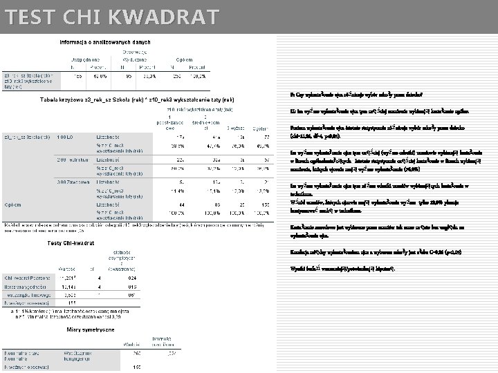 TEST CHI KWADRAT P: Czy wykształcenie ojca różnicuje wybór szkoły przez dziecko? H: Im