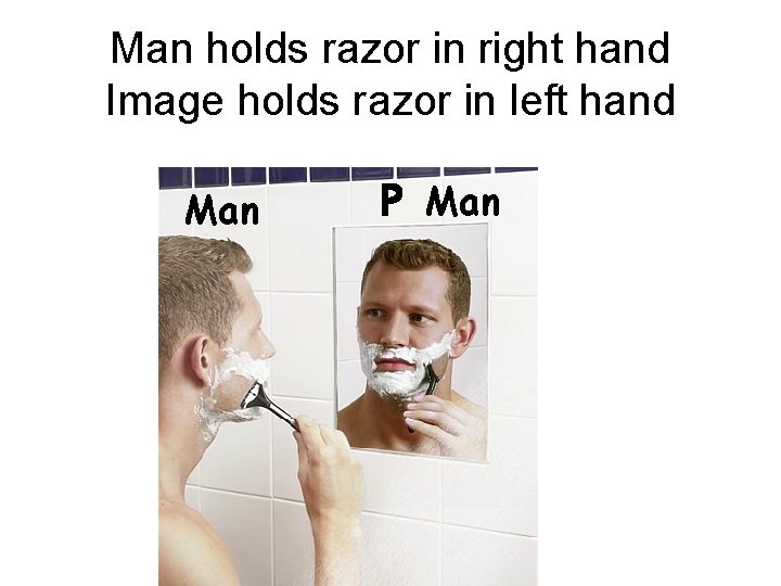 Man holds razor in right hand Image holds razor in left hand Man P