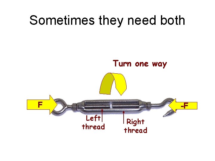 Sometimes they need both Turn one way F -F Left thread Right thread 