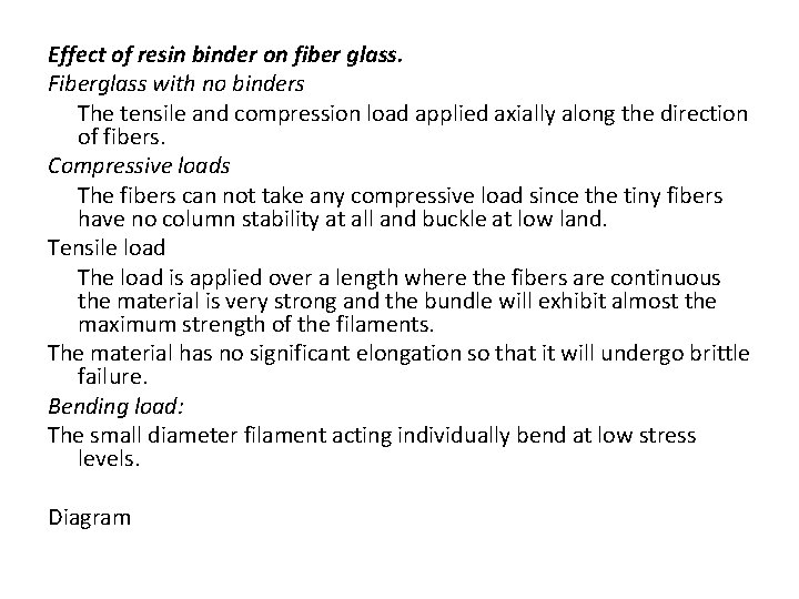Effect of resin binder on fiber glass. Fiberglass with no binders The tensile and Effect of resin binder on fiber glass. Fiberglass with no binders The tensile and