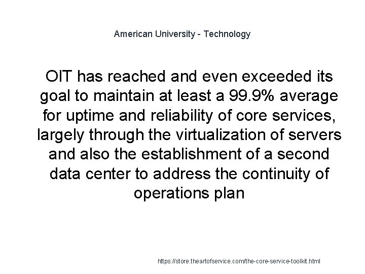 American University - Technology 1 OIT has reached and even exceeded its goal to