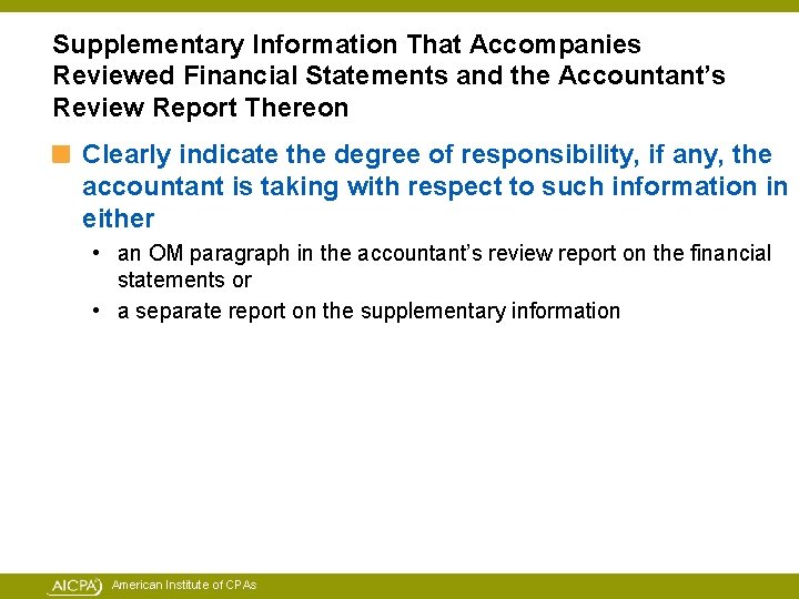 Supplementary Information That Accompanies Reviewed Financial Statements and the Accountant’s Review Report Thereon Clearly