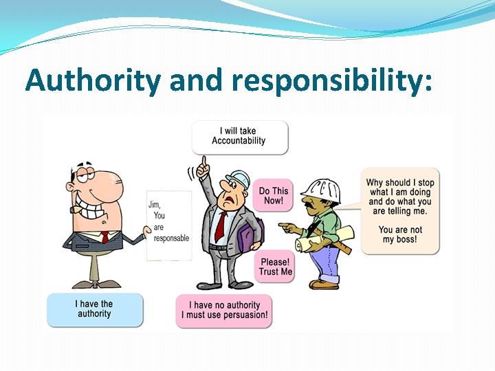 Authority and responsibility: Authority and responsibility: