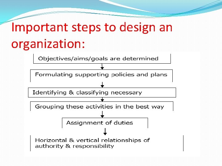 Important steps to design an organization: Important steps to design an organization: