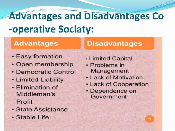 Advantages and Disadvantages Co -operative Sociaty: Advantages and Disadvantages Co -operative Sociaty: