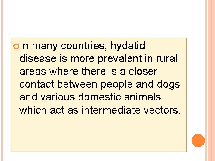  In many countries, hydatid disease is more prevalent in rural areas where there