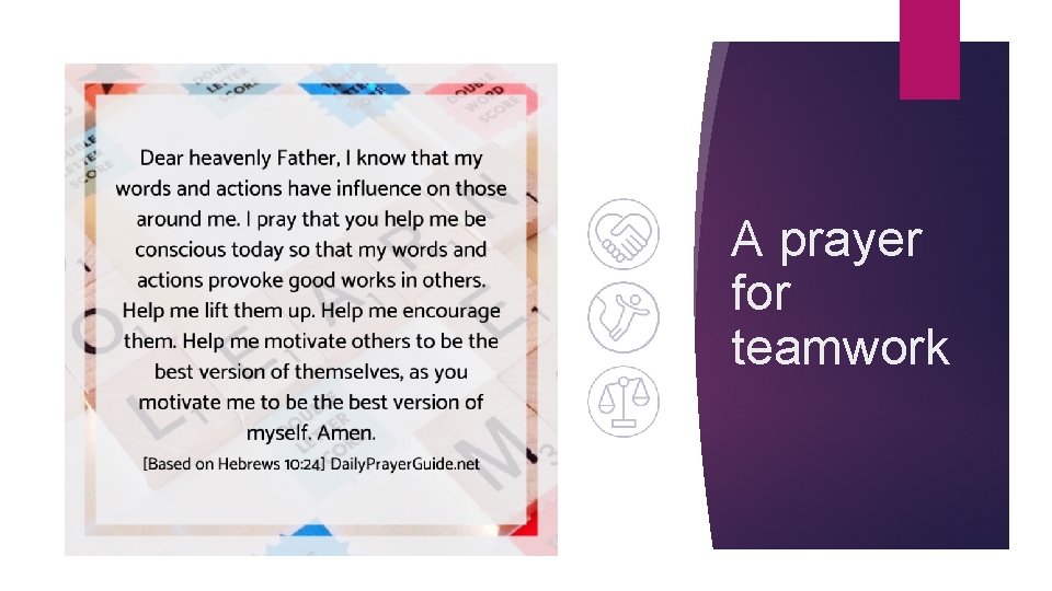 A prayer for teamwork 