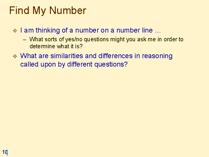 Find My Number v I am thinking of a number on a number line