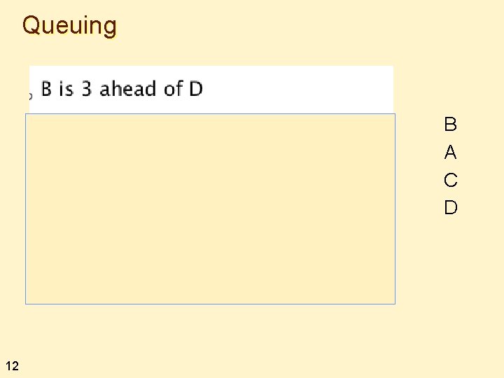 Queuing B A C D 12 