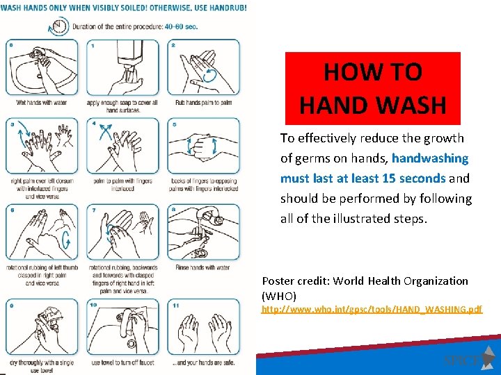 HOW TO HAND WASH To effectively reduce the growth of germs on hands, handwashing