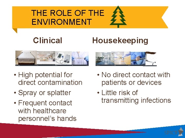 THE ROLE OF THE ENVIRONMENT Clinical • High potential for direct contamination • Spray