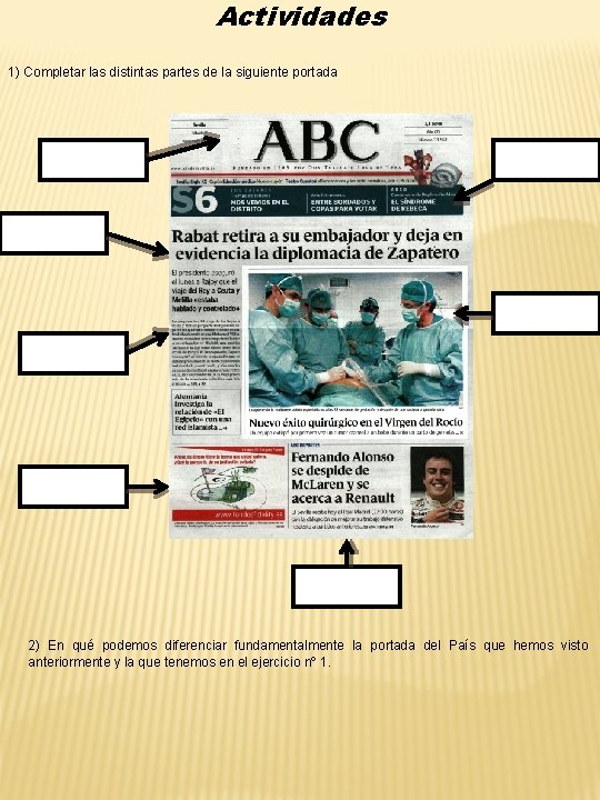Actividades 1) Completar las distintas partes de la siguiente portada 2) En qué podemos Actividades 1) Completar las distintas partes de la siguiente portada 2) En qué podemos