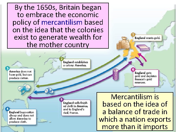 By the 1650 s, Britain began Mercantilism to embrace the economic policy of mercantilism