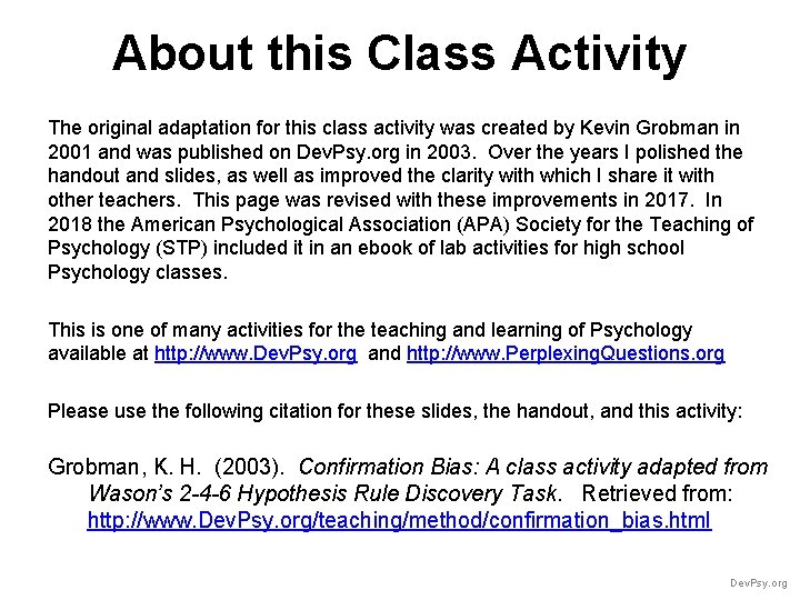 About this Class Activity The original adaptation for this class activity was created by