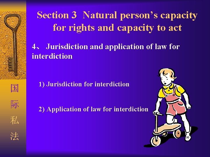 Section 3 Natural person’s capacity for rights and capacity to act 4、 Jurisdiction and