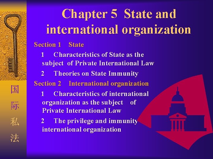 Chapter 5 State and international organization 国 际 私 法 Section 1 State 1