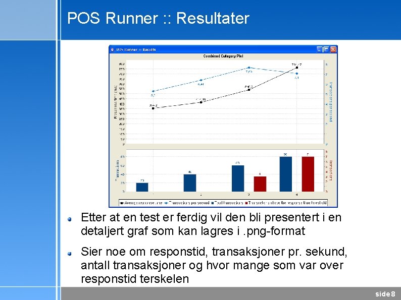 POS Runner : : Resultater Etter at en test er ferdig vil den bli