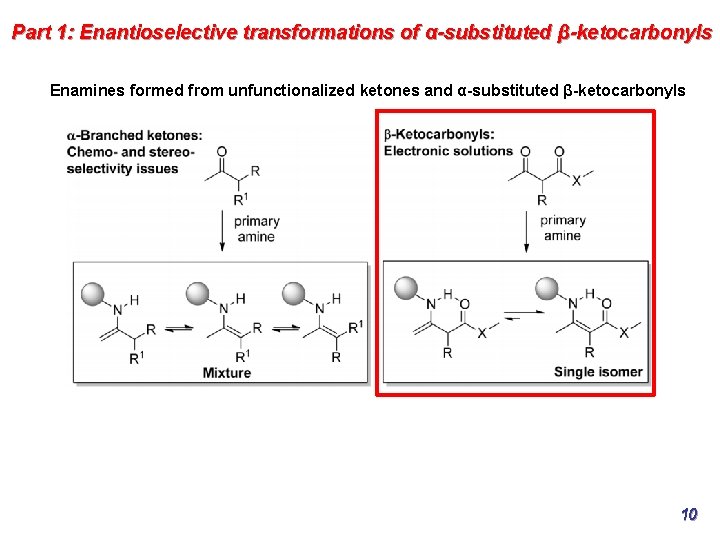 Part 1: Enantioselective transformations of α-substituted β-ketocarbonyls Enamines formed from unfunctionalized ketones and α-substituted