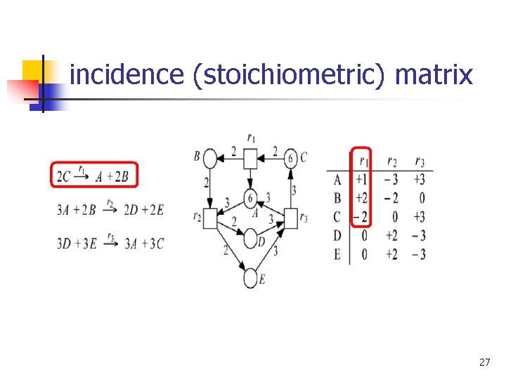 incidence (stoichiometric) matrix 27 