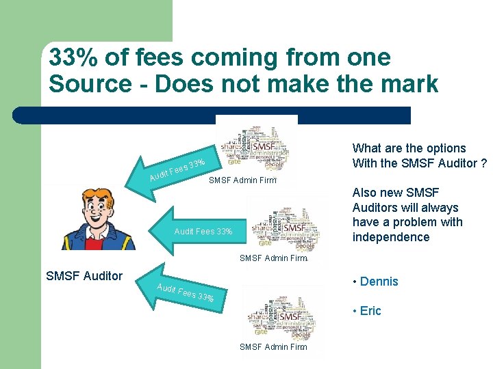 33% of fees coming from one Source - Does not make the mark es