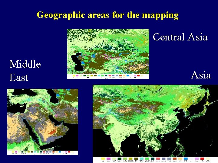 Geographic areas for the mapping Central Asia Middle East Asia 