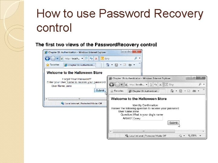 How to use Password Recovery control 