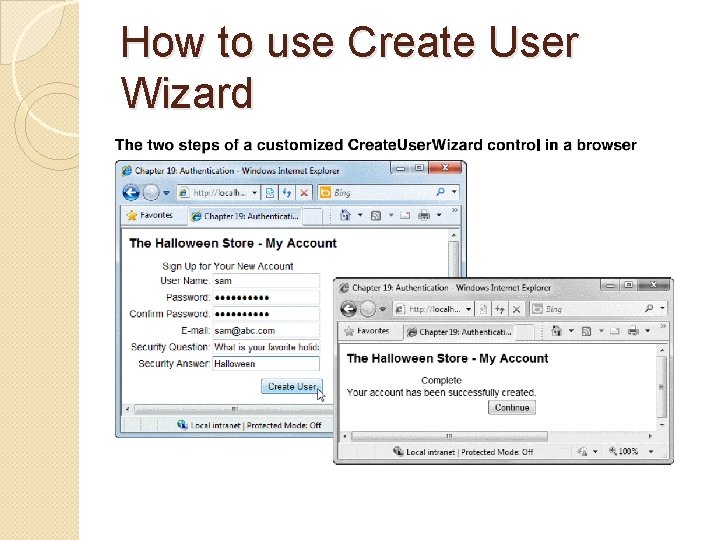 How to use Create User Wizard 