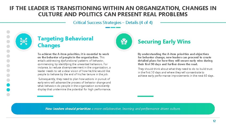 IF THE LEADER IS TRANSITIONING WITHIN AN ORGANIZATION, CHANGES IN CULTURE AND POLITICS CAN