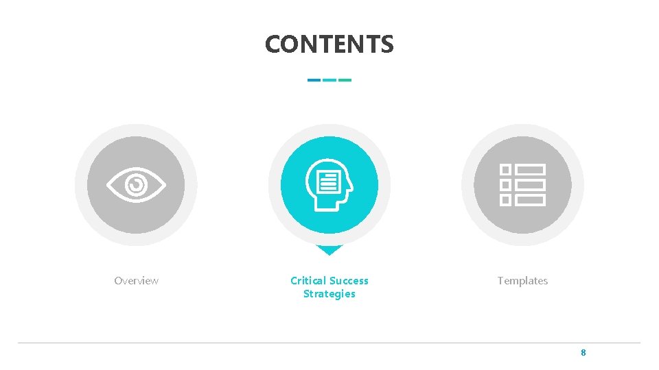 CONTENTS Overview Critical Success Strategies Templates 8 