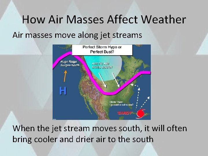 How Air Masses Affect Weather Air masses move along jet streams When the jet