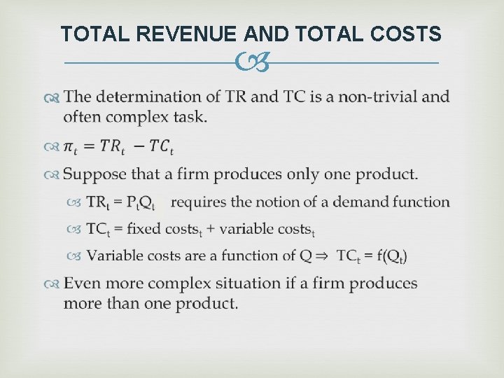 TOTAL REVENUE AND TOTAL COSTS 