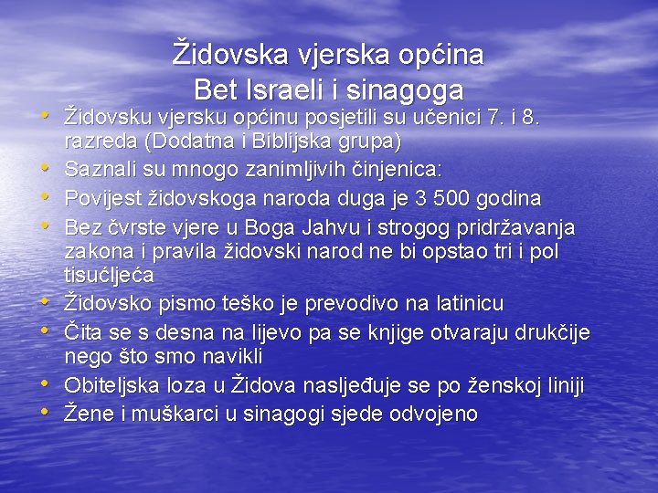 Židovska vjerska općina Bet Israeli i sinagoga • Židovsku vjersku općinu posjetili su učenici