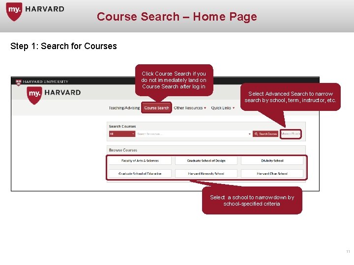 Course Search – Home Page Step 1: Search for Courses Click Course Search if