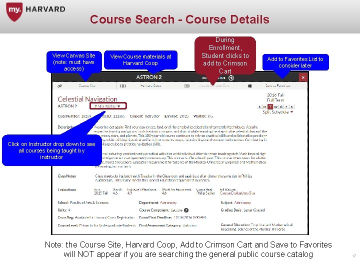 Course Search - Course Details View Canvas Site (note: must have access) View Course