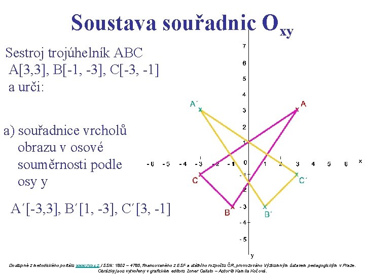 Soustava souřadnic Oxy Sestrojúhelník ABC A[3, 3], B[-1, -3], C[-3, -1] a urči: a)