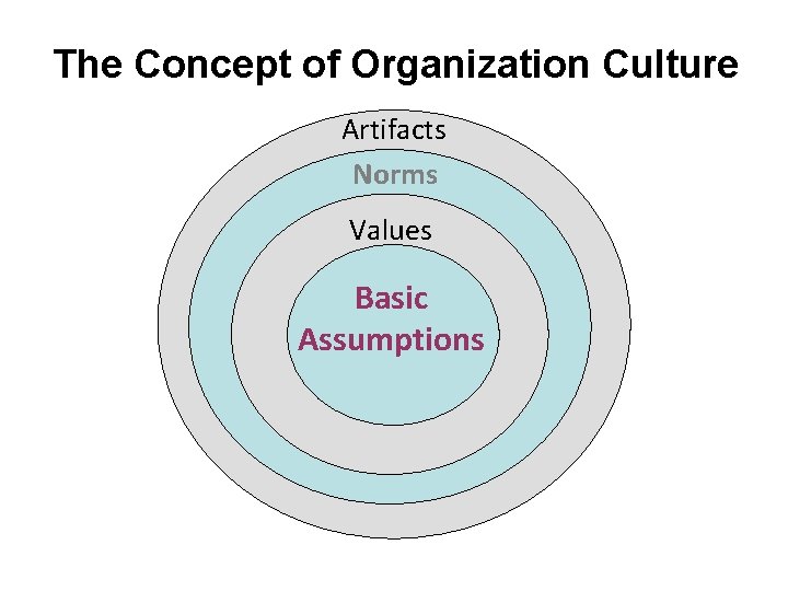 The Concept of Organization Culture Artifacts Norms Values Basic Assumptions 