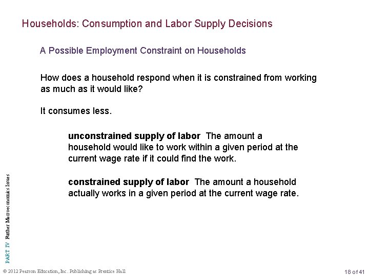 Households: Consumption and Labor Supply Decisions A Possible Employment Constraint on Households How does