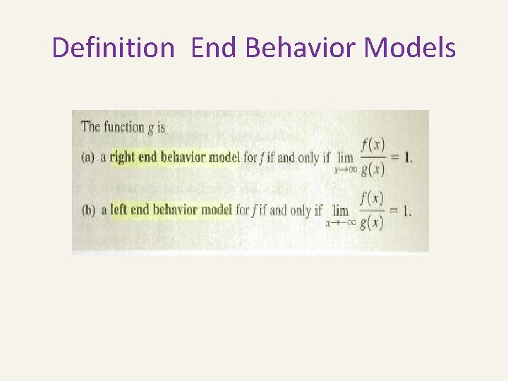 Definition End Behavior Models 