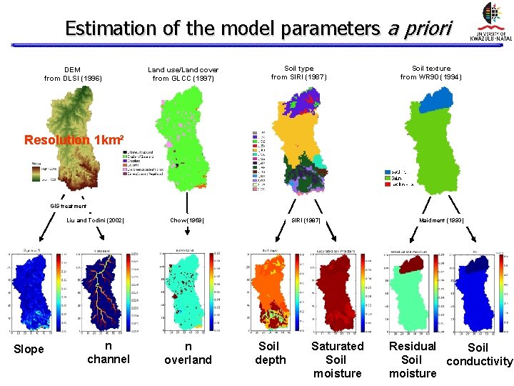 Estimation of the model parameters a priori DEM from DLSI (1996) Land use/Land cover Estimation of the model parameters a priori DEM from DLSI (1996) Land use/Land cover