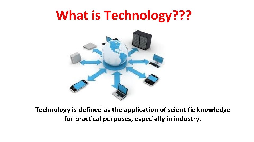 What is Technology? ? ? Technology is defined as the application of scientific knowledge What is Technology? ? ? Technology is defined as the application of scientific knowledge