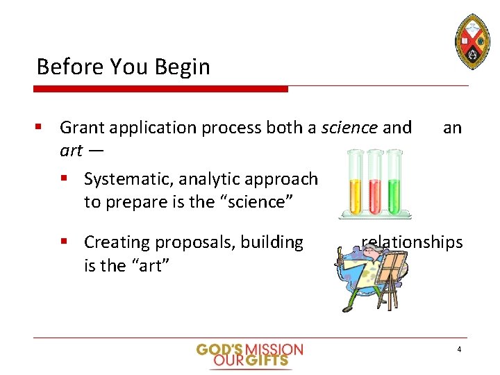 Before You Begin § Grant application process both a science and art — §