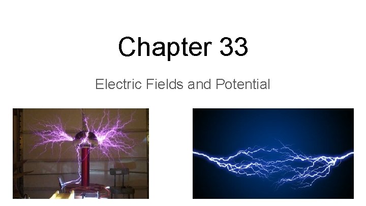 Chapter 33 Electric Fields and Potential 33 1