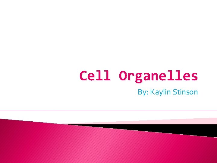 Cell Organelles By: Kaylin Stinson 