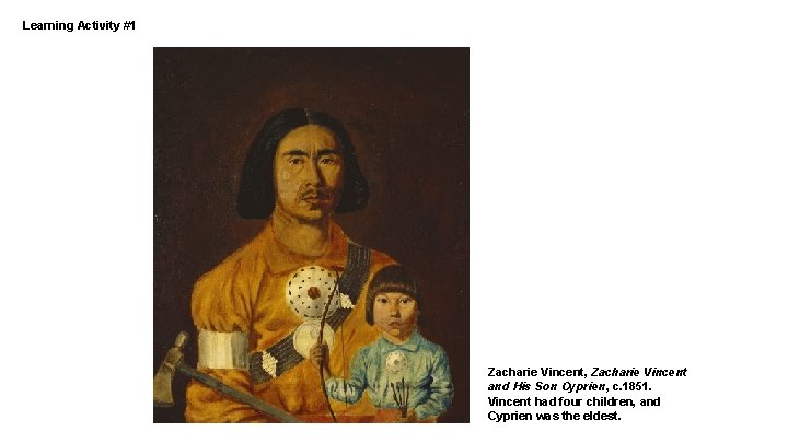 Learning Activity #1 Zacharie Vincent, Zacharie Vincent and His Son Cyprien, c. 1851. Vincent