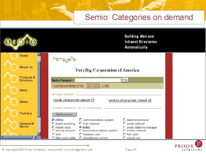 Semio: Categories on demand copyright 2000 Primix Solutions | www. primix. com | info@primix.