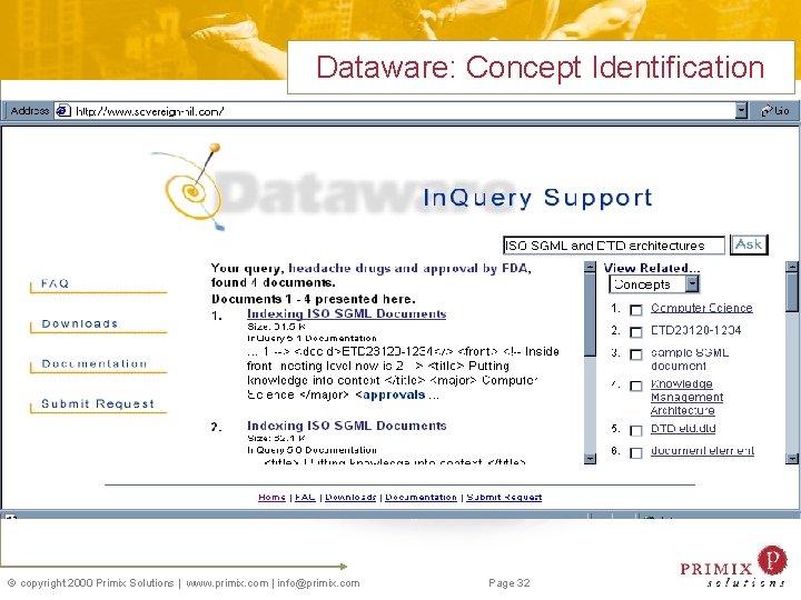 Dataware: Concept Identification copyright 2000 Primix Solutions | www. primix. com | info@primix. com