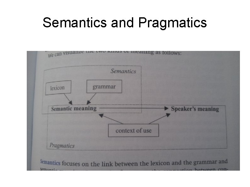 Semantics and Pragmatics 