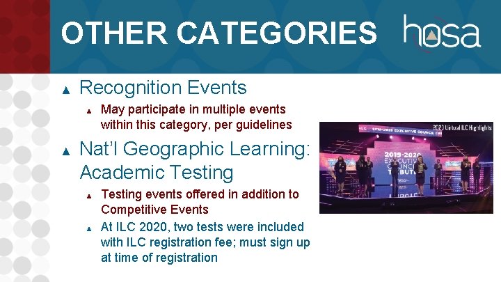 OTHER CATEGORIES ▲ Recognition Events ▲ ▲ May participate in multiple events within this