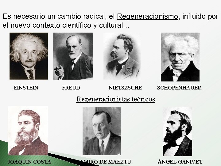 Es necesario un cambio radical, el Regeneracionismo, influido por el nuevo contexto científico y